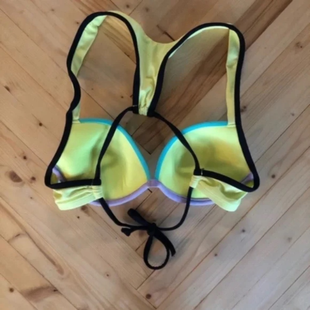 Neon Color Block Racerback Bikini Top - Picture 5 of 7
